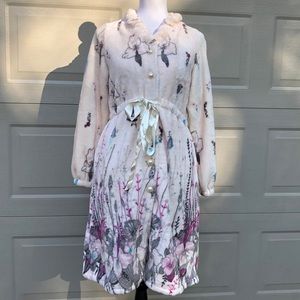 NWT Plush Floral Button Front Tie Waist Robe